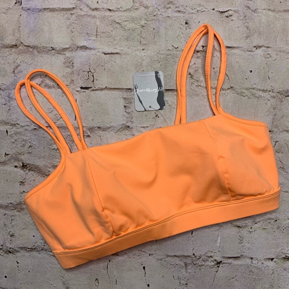 Free People Idris Solid Strappy Back Back Bra in Peach Horizon - Picture 4 of 7